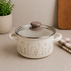 Набір емальованих каструль із квітковим візерунком «Польові квіти», 3 предмети
